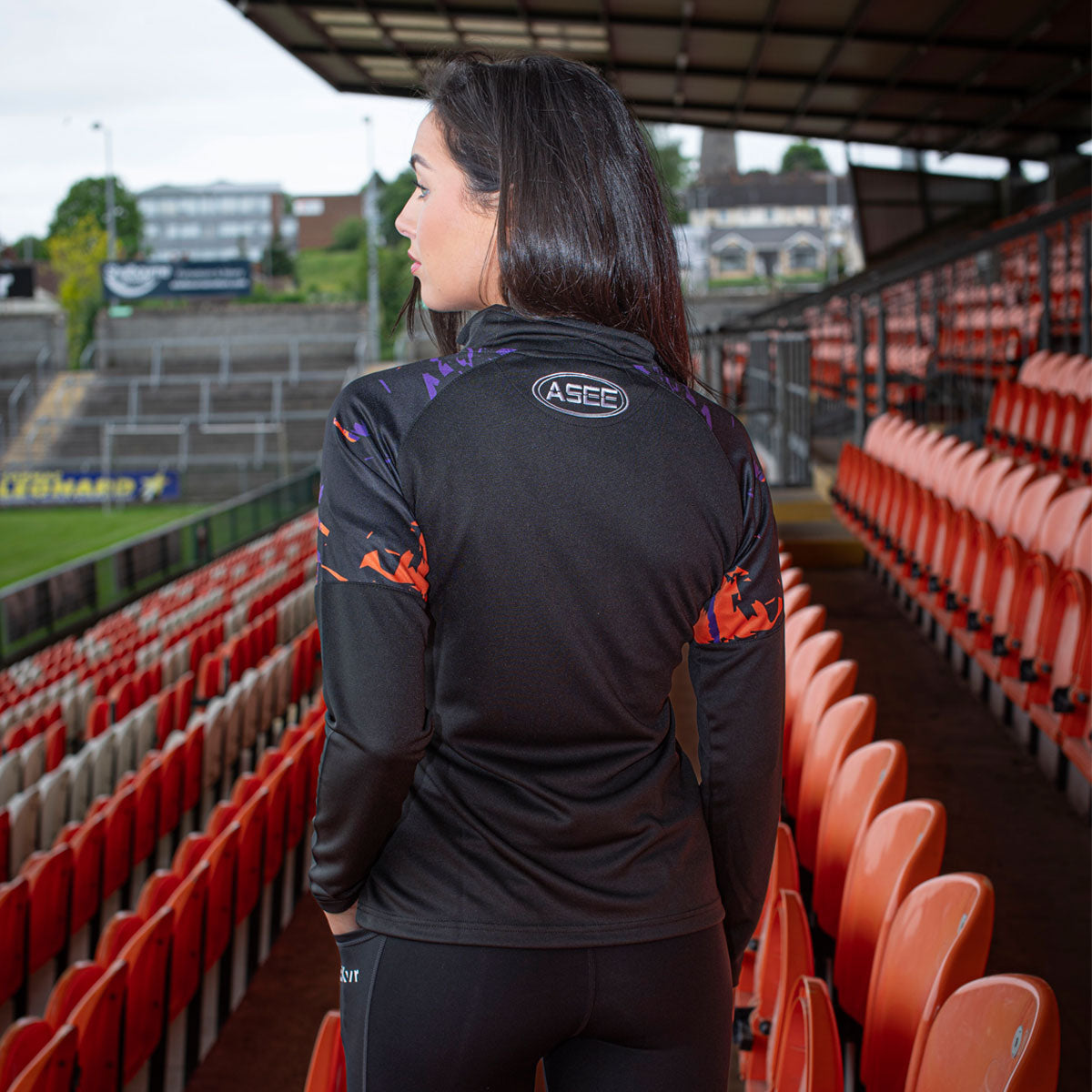 Mc Keever Armagh GAA Official Vital Lightweight 1/4 Zip Top - Womens - Black/Orange/Purple