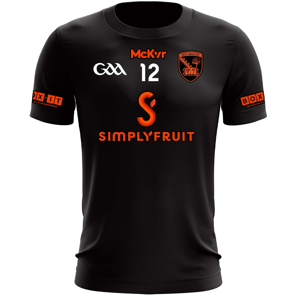 Mc Keever Armagh GAA Numbered Away Jersey - Adult - Black Player Fit