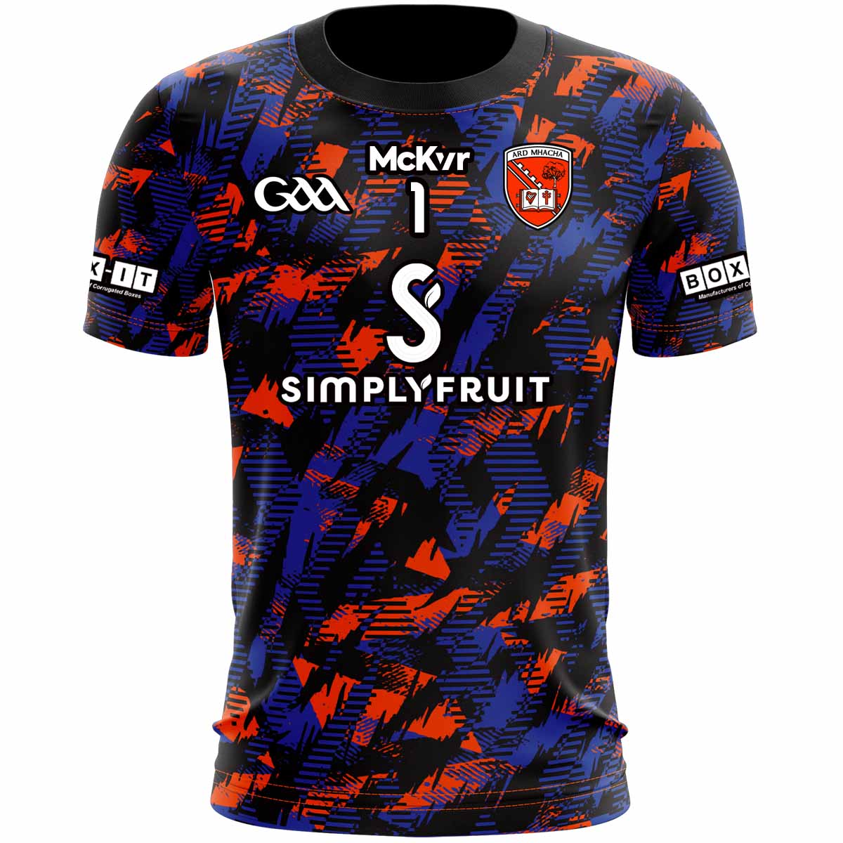 Mc Keever Armagh GAA Numbered Goalkeeper Jersey - Adult - Black/Blue/Orange Player Fit