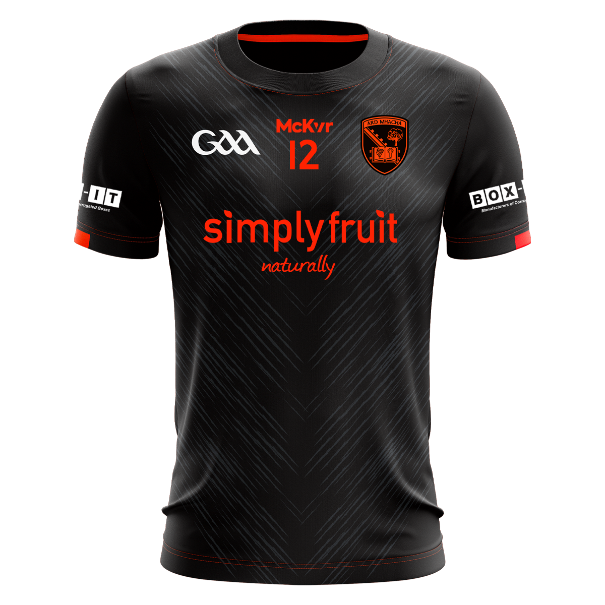 Mc Keever Armagh GAA Official Numbered Away Jersey - Youth - Black/Orange