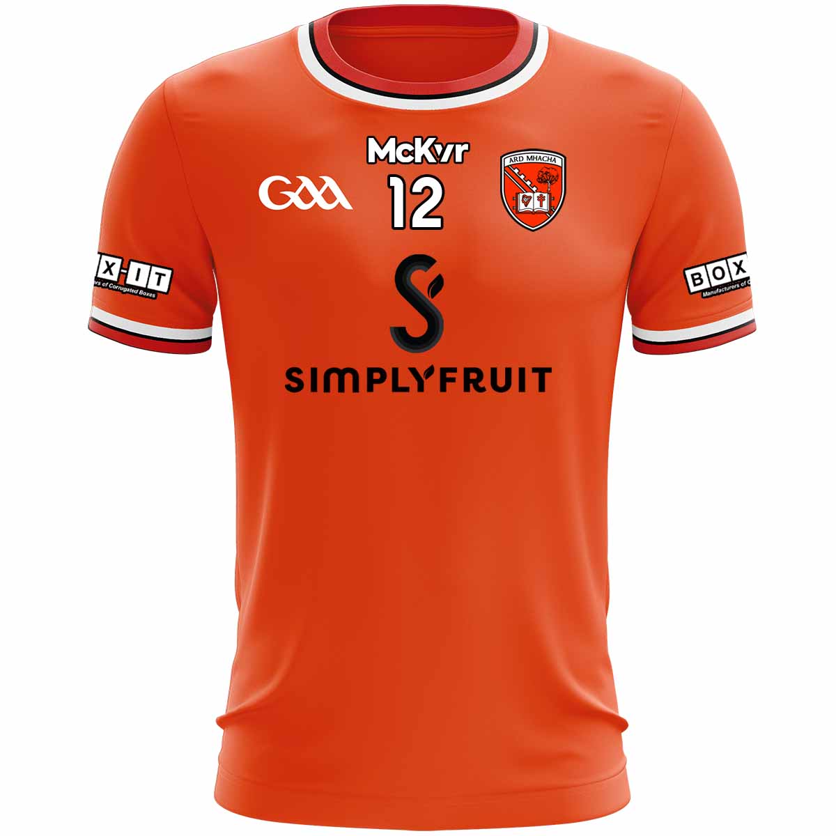 Mc Keever Armagh GAA Numbered Home Jersey - Adult - Orange Player Fit