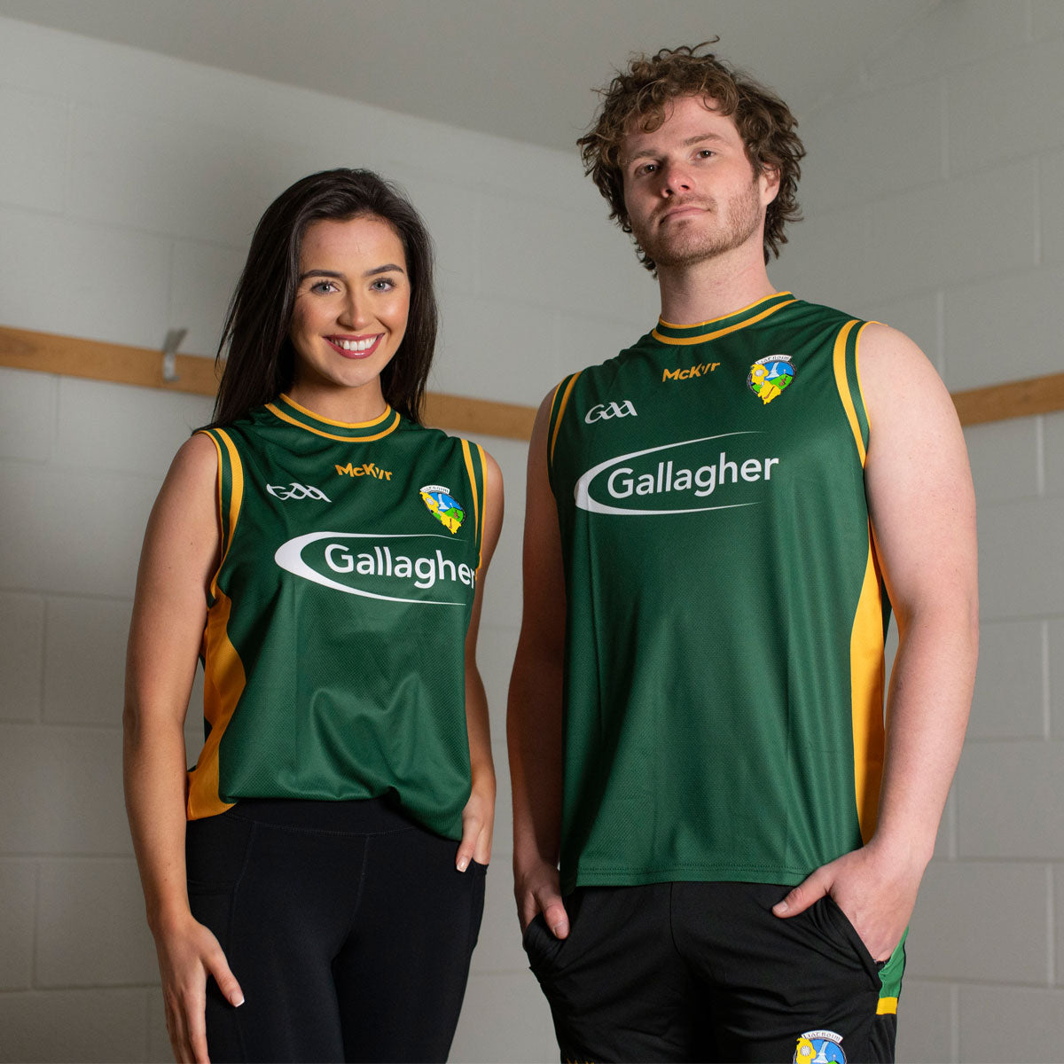 Mc Keever Leitrim GAA Official Vital Basketball Vest - Adult - Forest Green/Amber