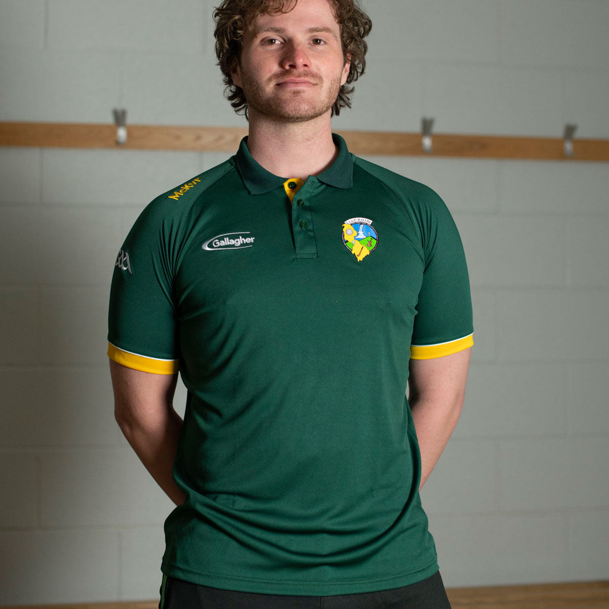 Mc Keever Leitrim GAA Official Vital Polo Top - Adult - Forest Green/Amber