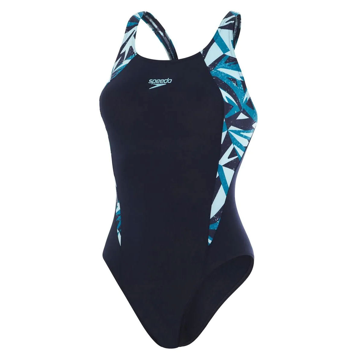 Speedo Hyperboom Splice Muscleback Swimsuit - Womens - True Navy/Nordic Teal/Mercurial Blue