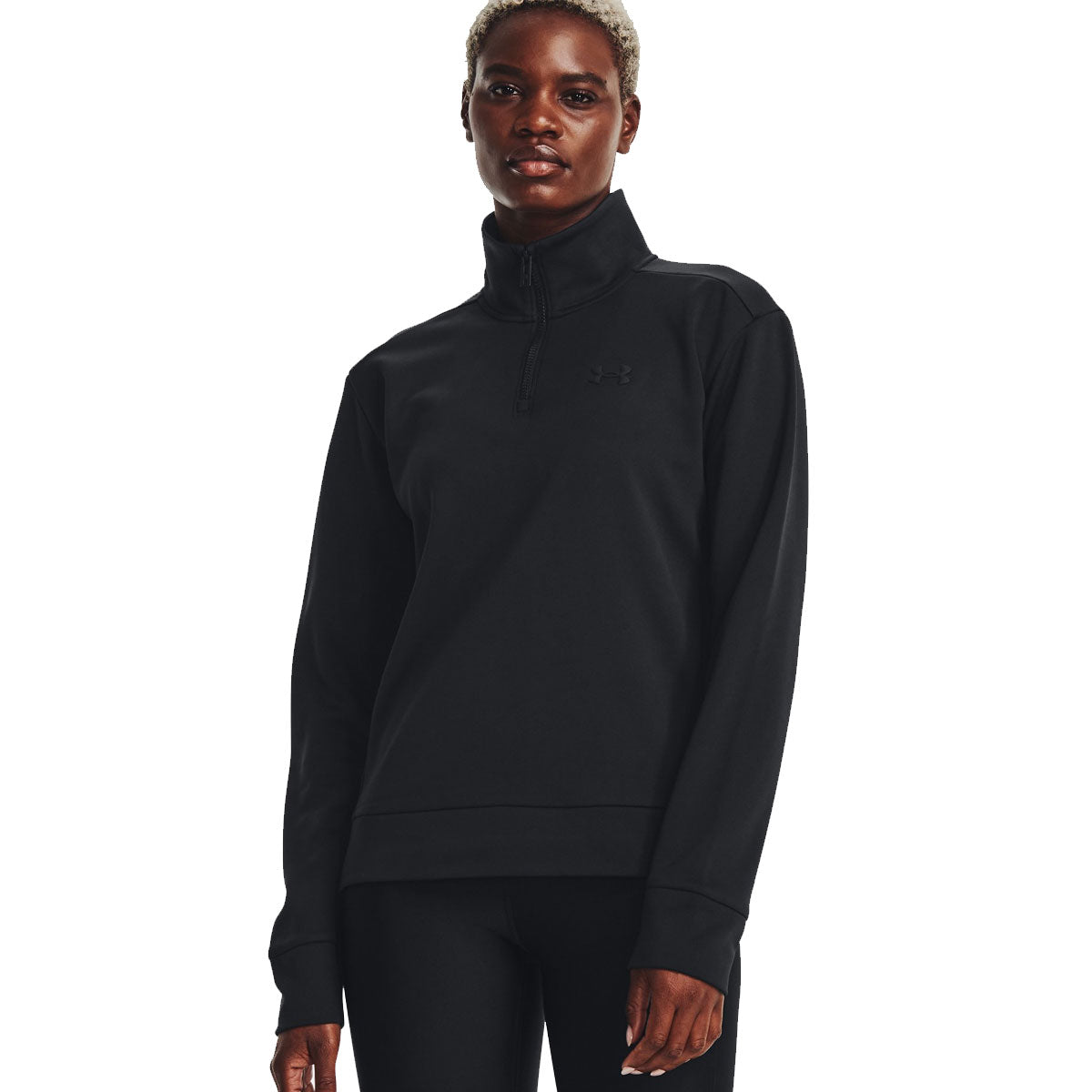 Under Armour Womens Rival Fleece Half Zip Long Sleeve Crew, (001) Black / /  White, X-Small at  Women's Coats Shop