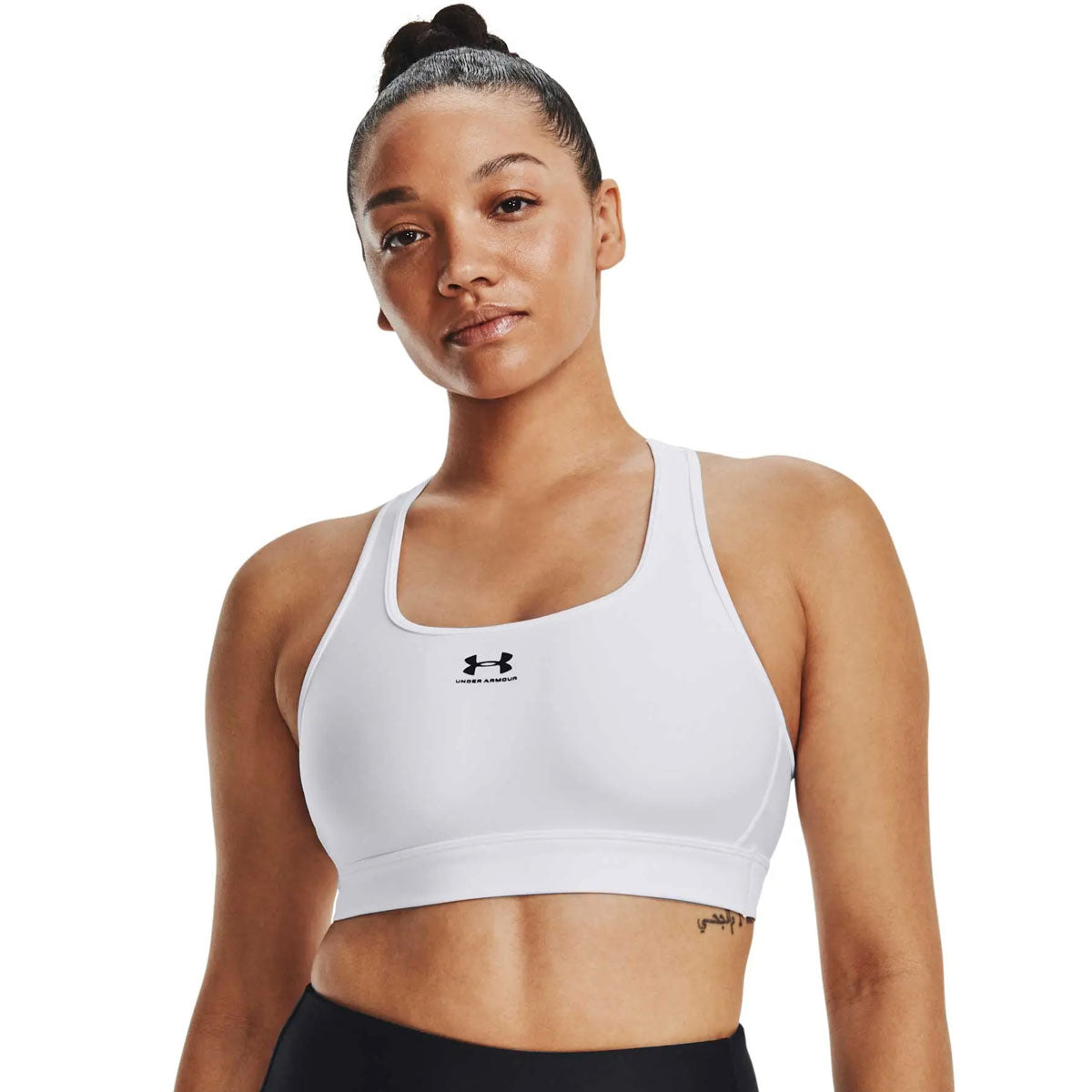 Under Armour HeatGear Armour Mid Padless Sports Bra - Womens - White/Black