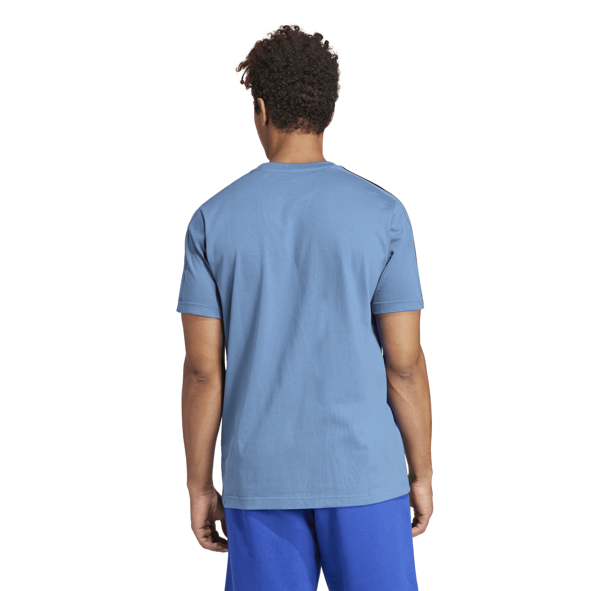 adidas Essentials Single 3 Stripes Tee - Mens - Semi Blue Burst