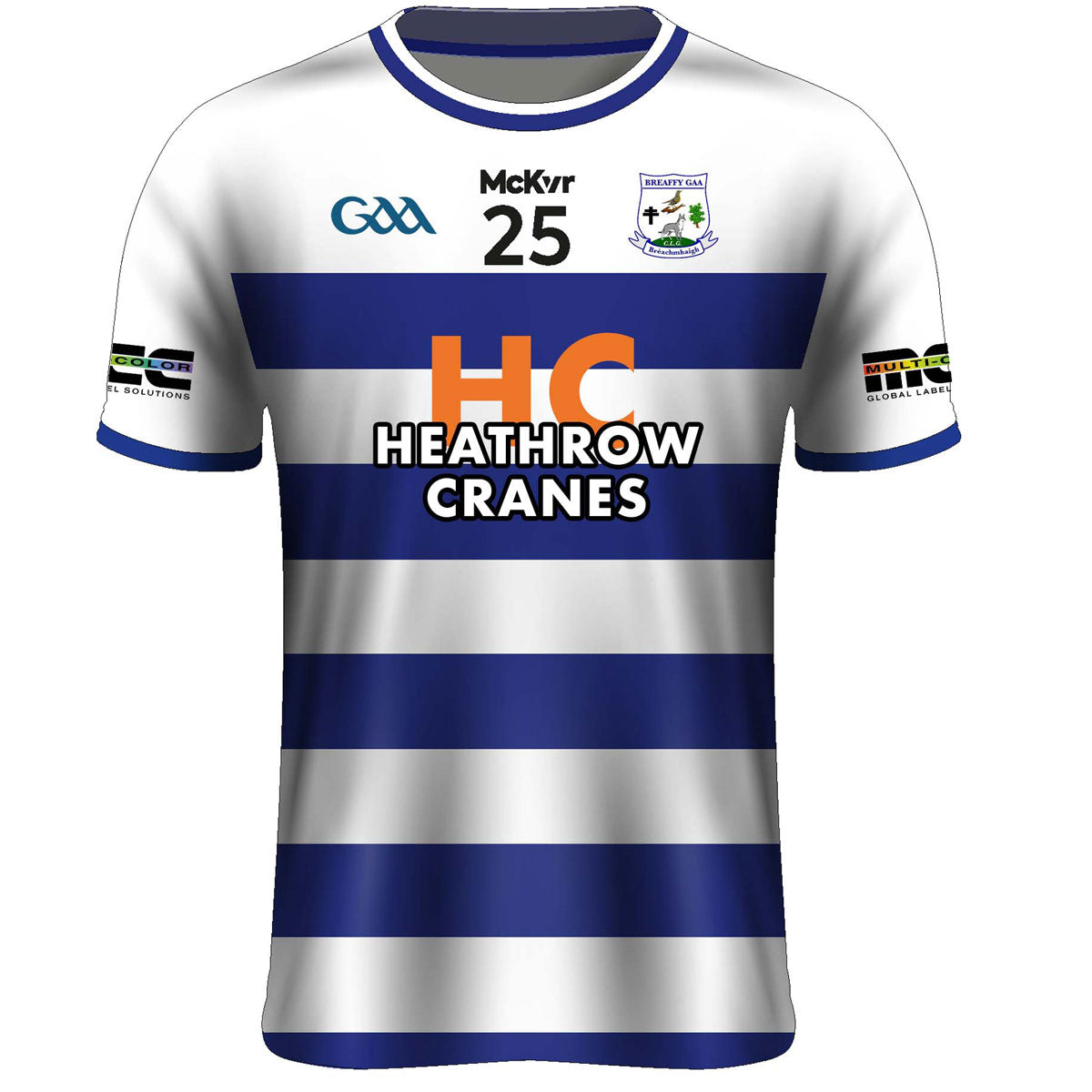 Mc Keever Breaffy GAA Numbered Playing Jersey - Adult - White/Royal