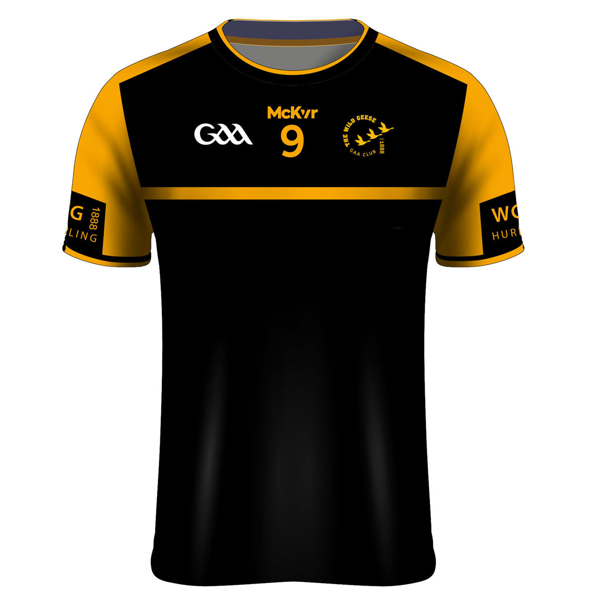 Mc Keever Wild Geese GAA Numbered Match Jersey - Adult - Black/Amber Player Fit